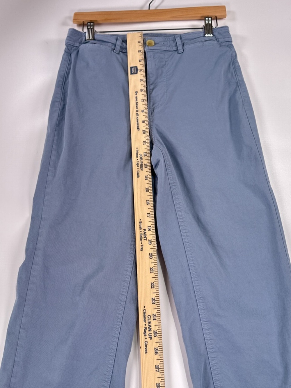 Everlane Wide Leg Crop Pants High Rise Patch Pocket Cotton Stretch Slate Blue 4 - Picture 11 of 12